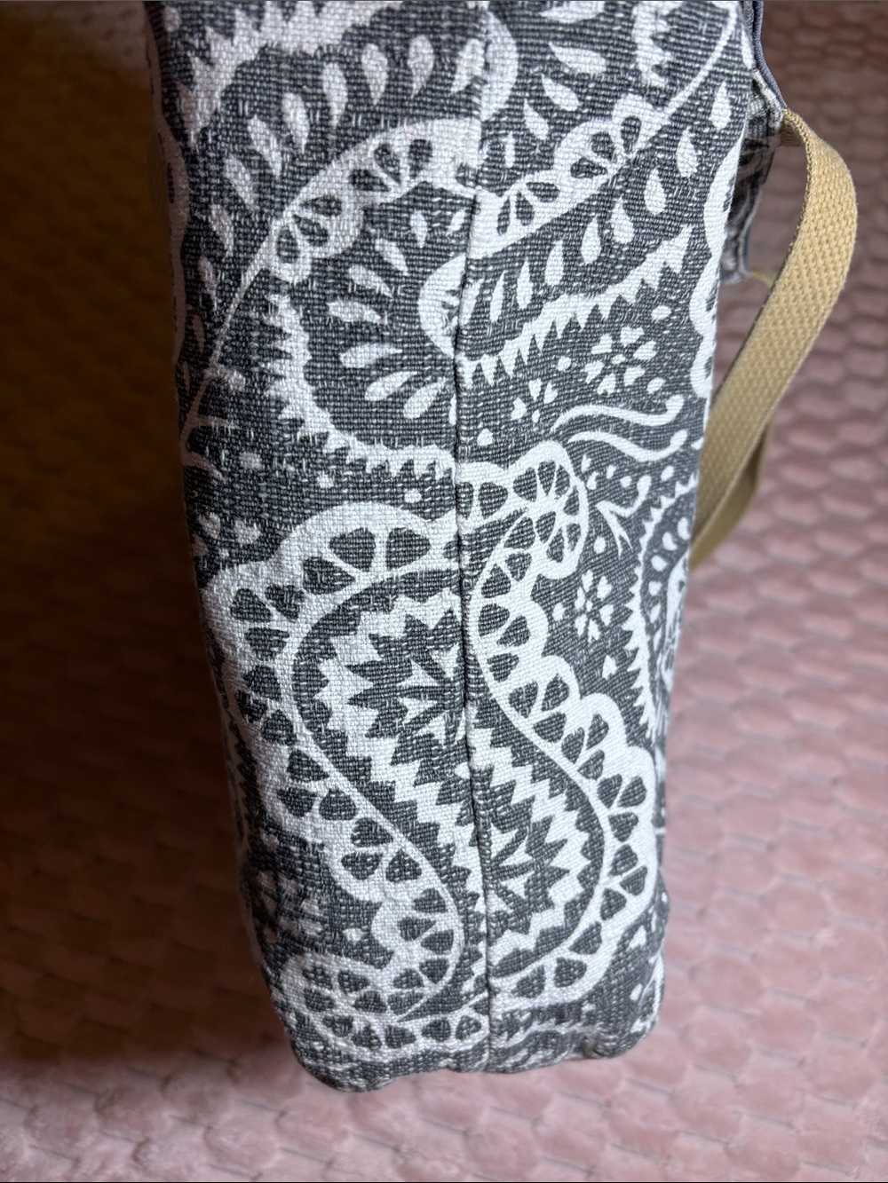 100% Cotton Handmade Gray & White Tote with Gold Logo - Picture 9 of 14